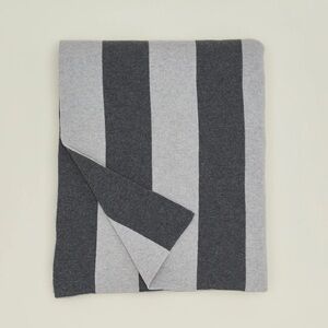HAWKINS NEW YORK SIMPLE STRIPED SOFT WOOL THROW LIGHT GREY/DARK GREY PORTUGAL‎